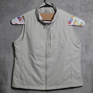SCOTTeVEST Featherweight Vest Womens XXL Beige Travel Pocket Zip Outdoor Hiking